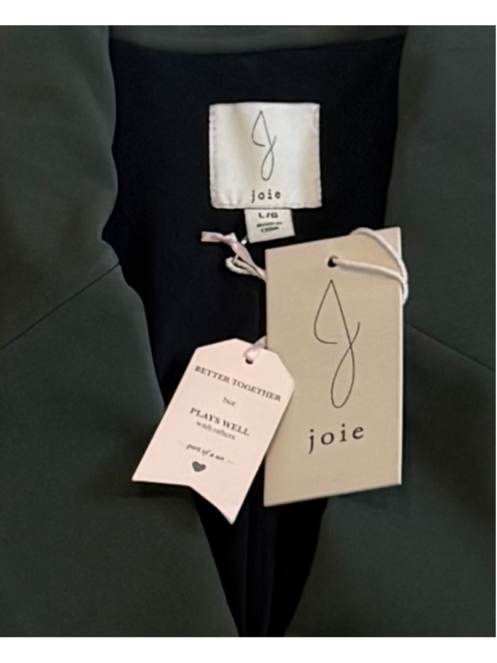 Joie Olive Green Cropped Double-Breasted Blazer, Size Large - New With Tag - Picture 4 of 7